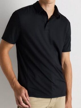 Quince Flowknit Breeze Performance Polo Shirt Men XL Heather Black Athleisure